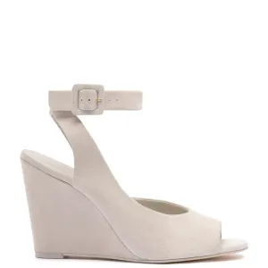 Deena By Larroudé Wedge Sandal In Mushroom Grey Suede