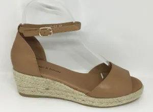 Django & Juliette Skip Tan Leather Espadrille Wedge