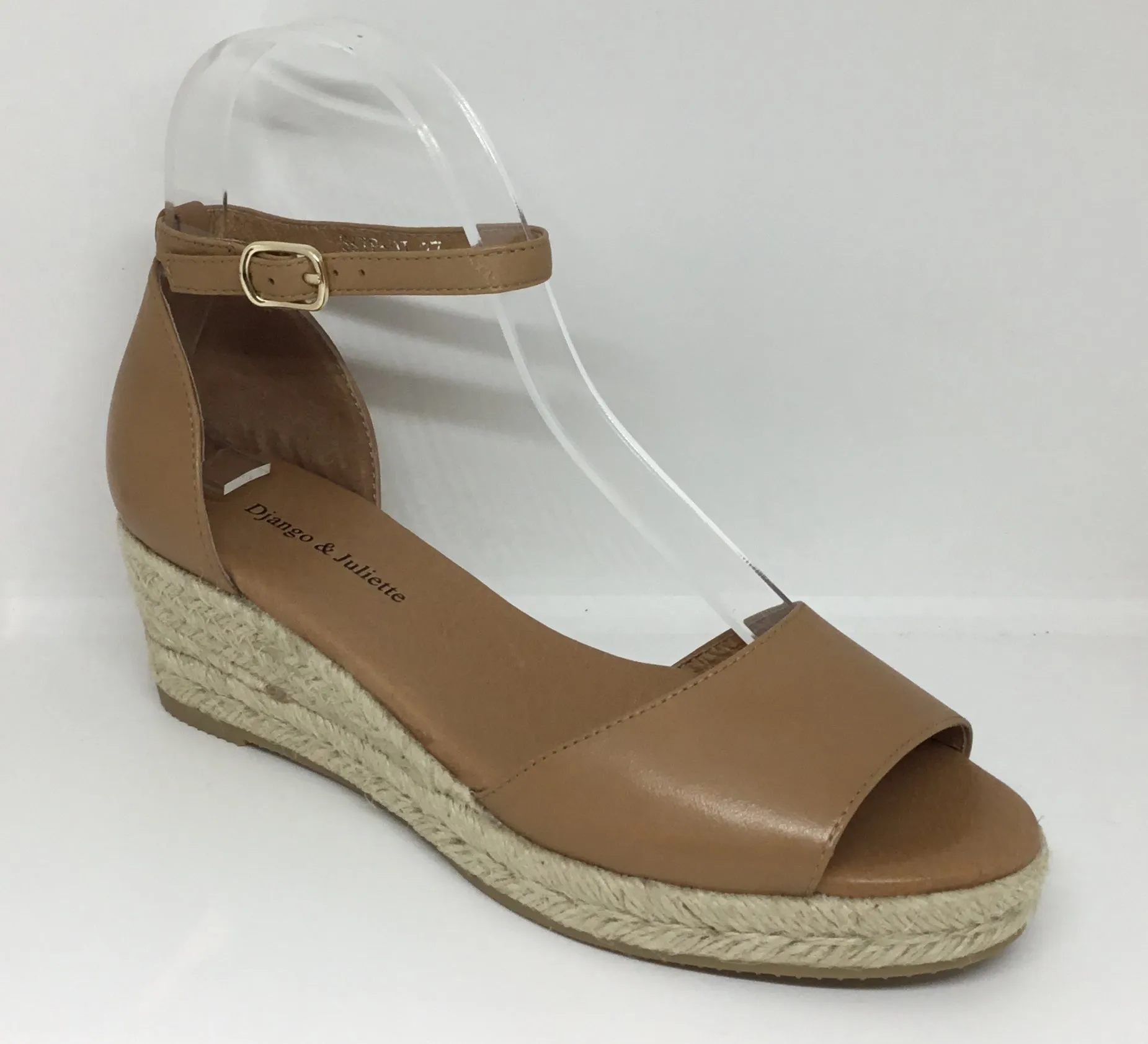 Django & Juliette Skip Tan Leather Espadrille Wedge