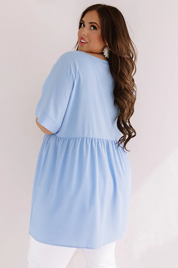 Downtown Brooklyn Babydoll Top In Sky Blue Curves