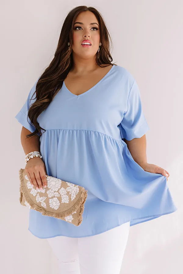 Downtown Brooklyn Babydoll Top In Sky Blue Curves