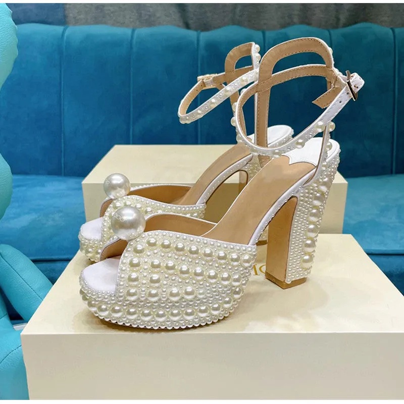 Ellegant wedding bridal shoes with Luxury Pearls