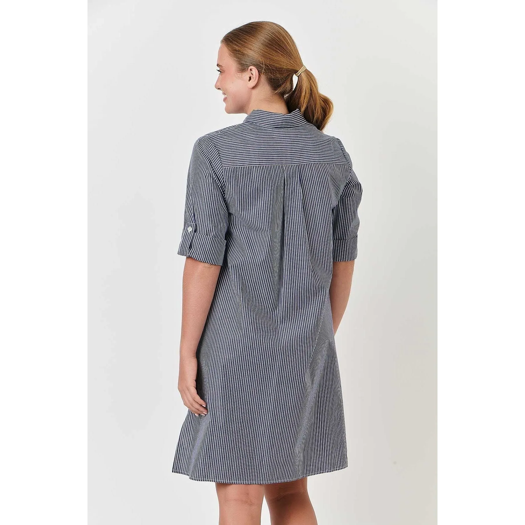 enveloppe - Cotton Stripe Shift Dress Marine