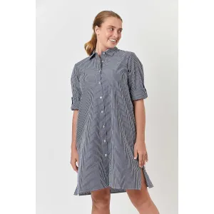 enveloppe - Cotton Stripe Shift Dress Marine