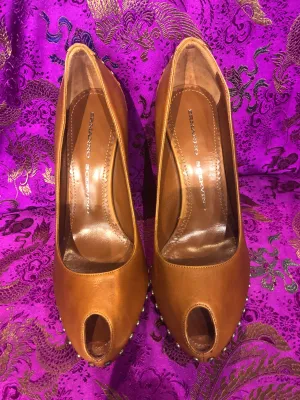 Ermanno Scervino leather tan stud Heels (36) 3