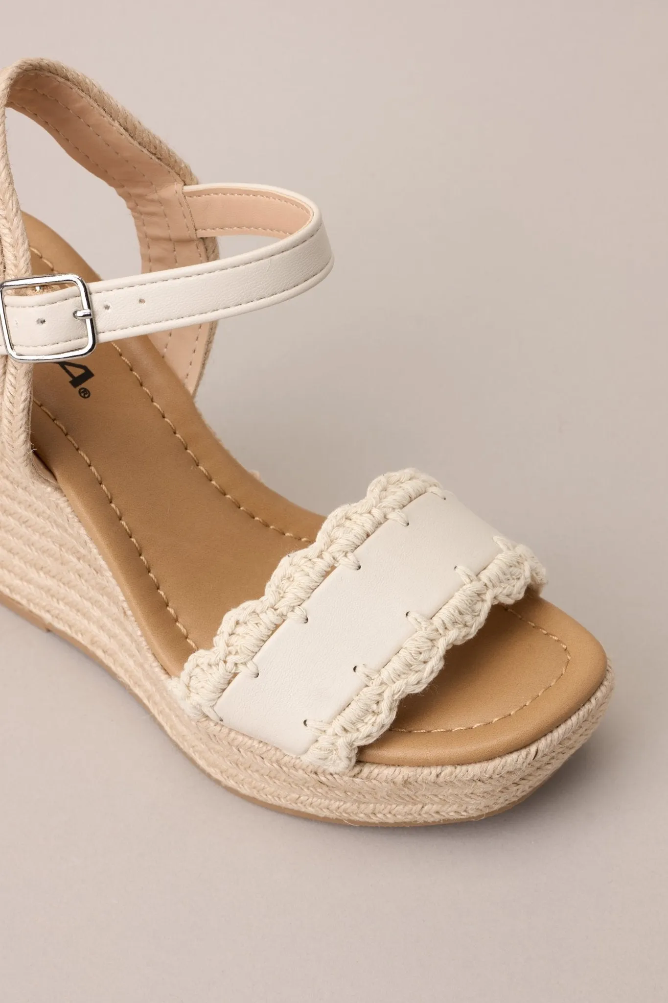 Escape to Sea Ivory Scalloped Espadrille Wedge Sandals