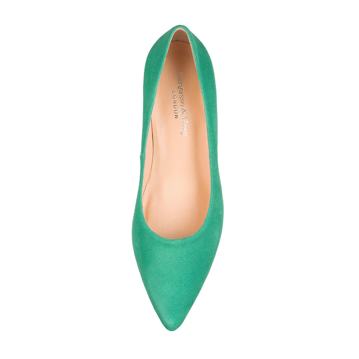 Eve Wide Fit Court Shoe –  Green Suede