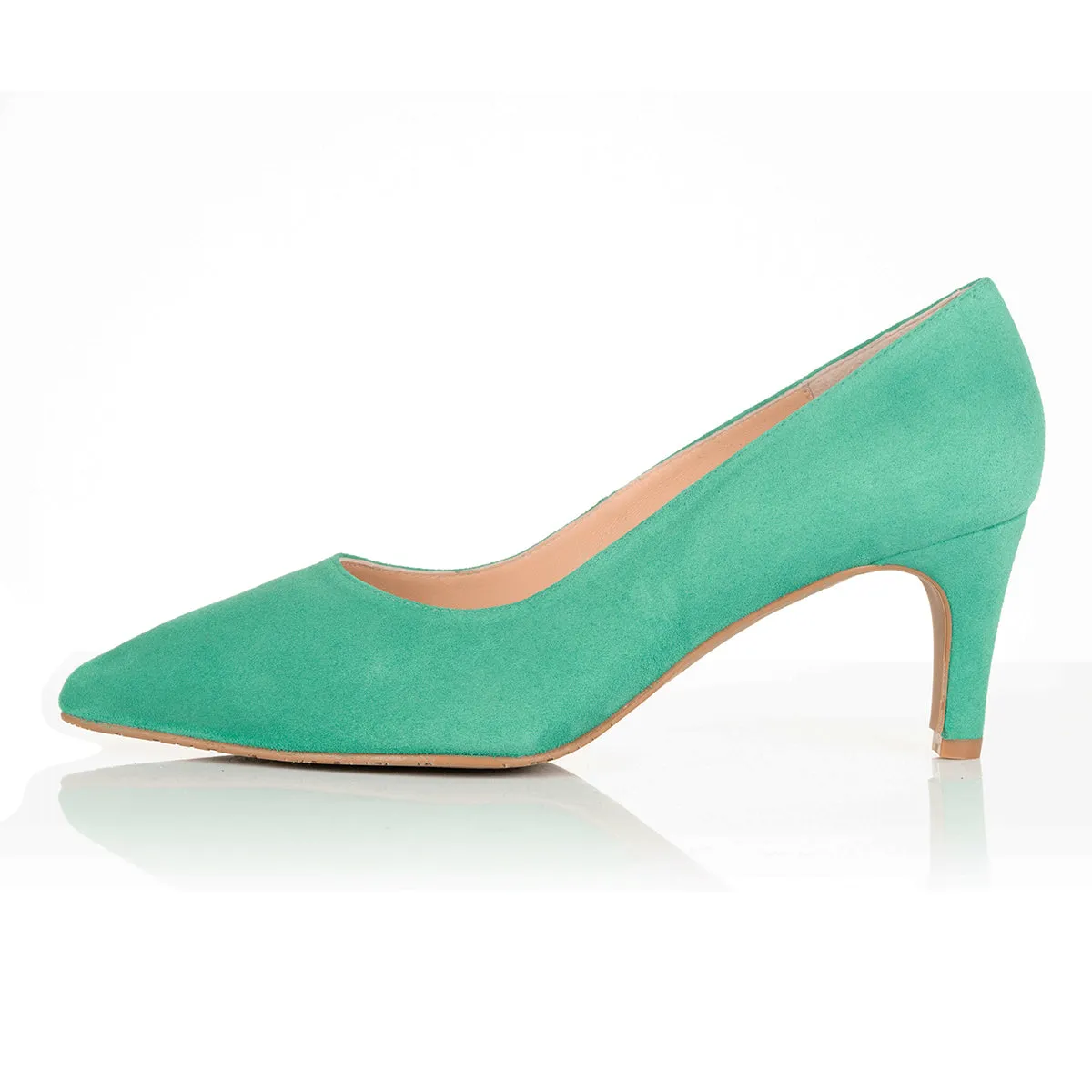 Eve Wide Fit Court Shoe –  Green Suede