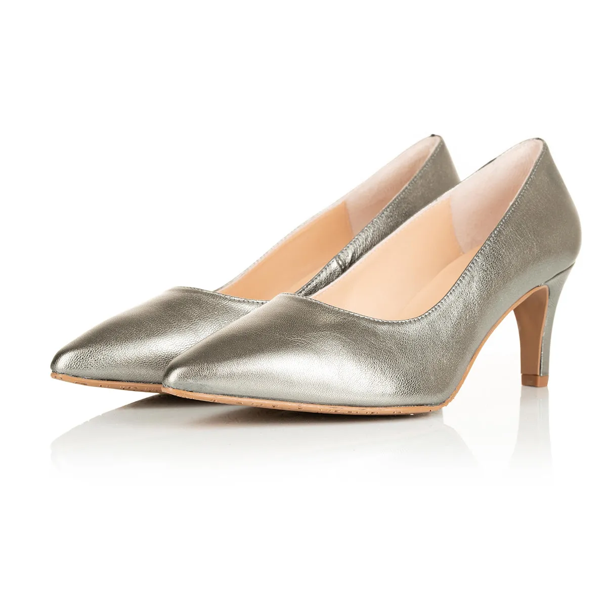 Eve Wide Fit Court Shoe –  Silver Leather