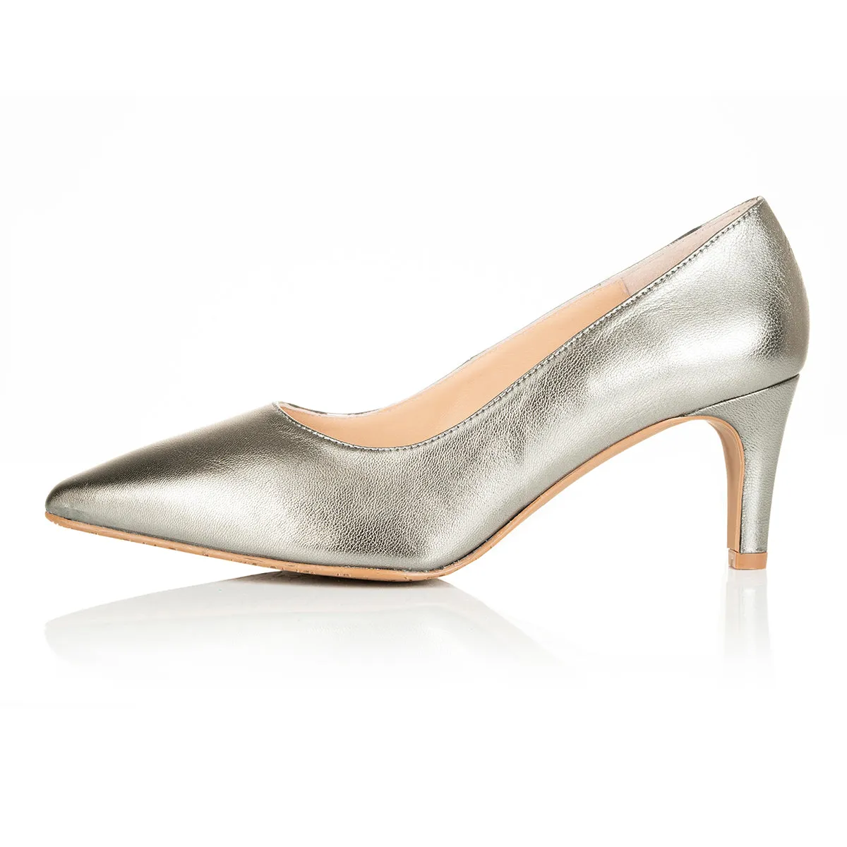 Eve Wide Fit Court Shoe –  Silver Leather