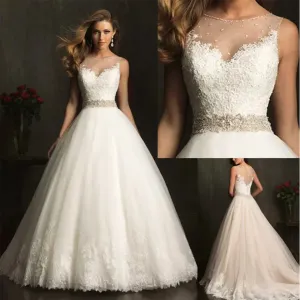 Fansmile Vestidos de Novia Vintage Lace Ball Gown Wedding Dress 2023 Plus Size Princess Bride Dress FSM-019T