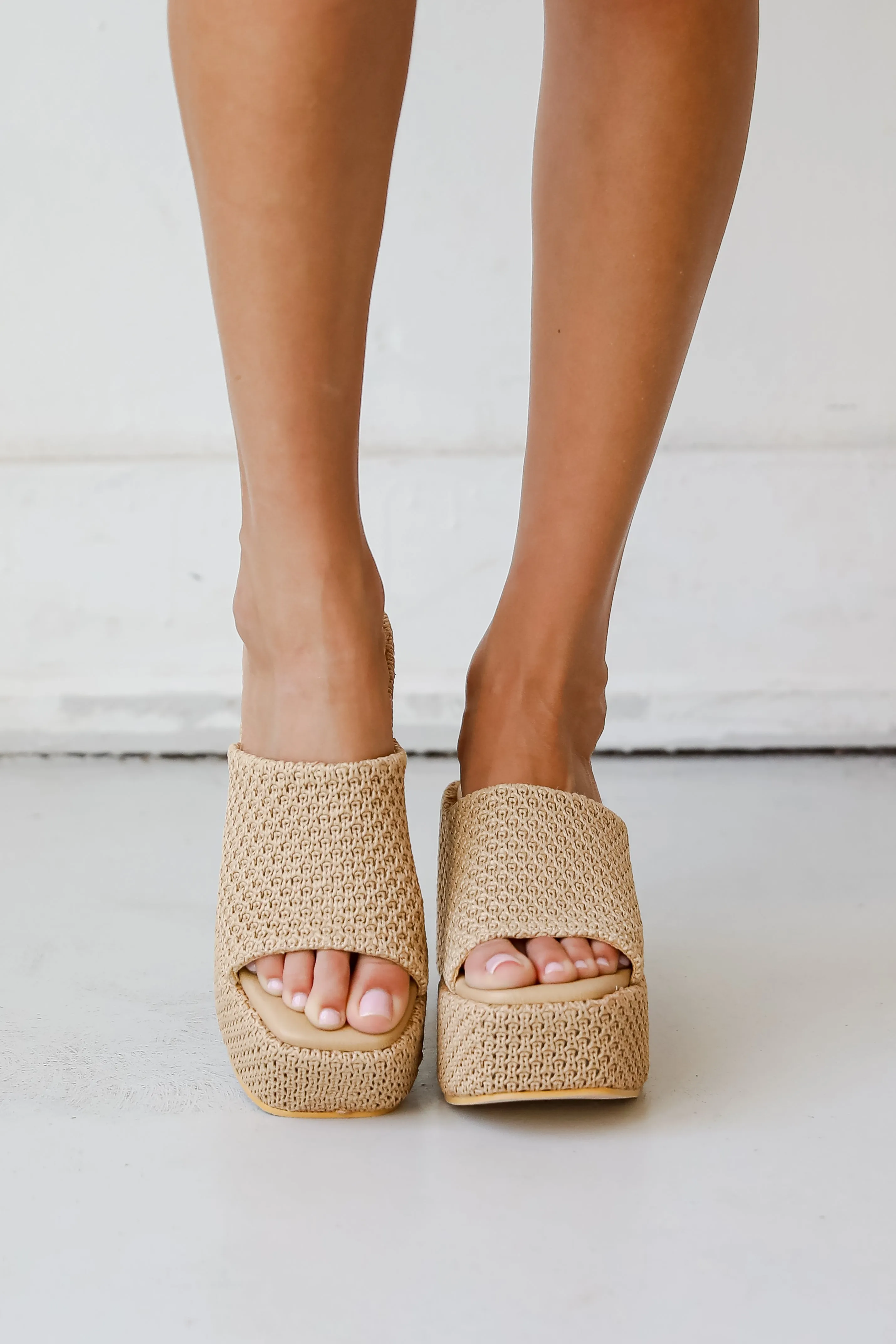 FINAL SALE - What A View Tan Platform Slide Heels