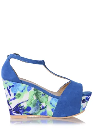 FRANCESCO MILANO CELESTE Azure Blue Floral Sandals