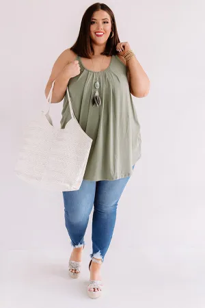 Free Flowing Shift Tank in Army Green Curves