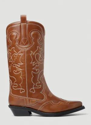 GANNI Embroidered Western Boots