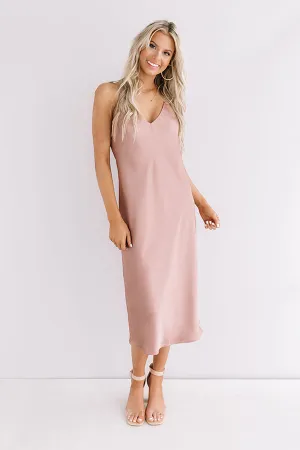 Glam Expectations Satin Midi in Rustic Rose