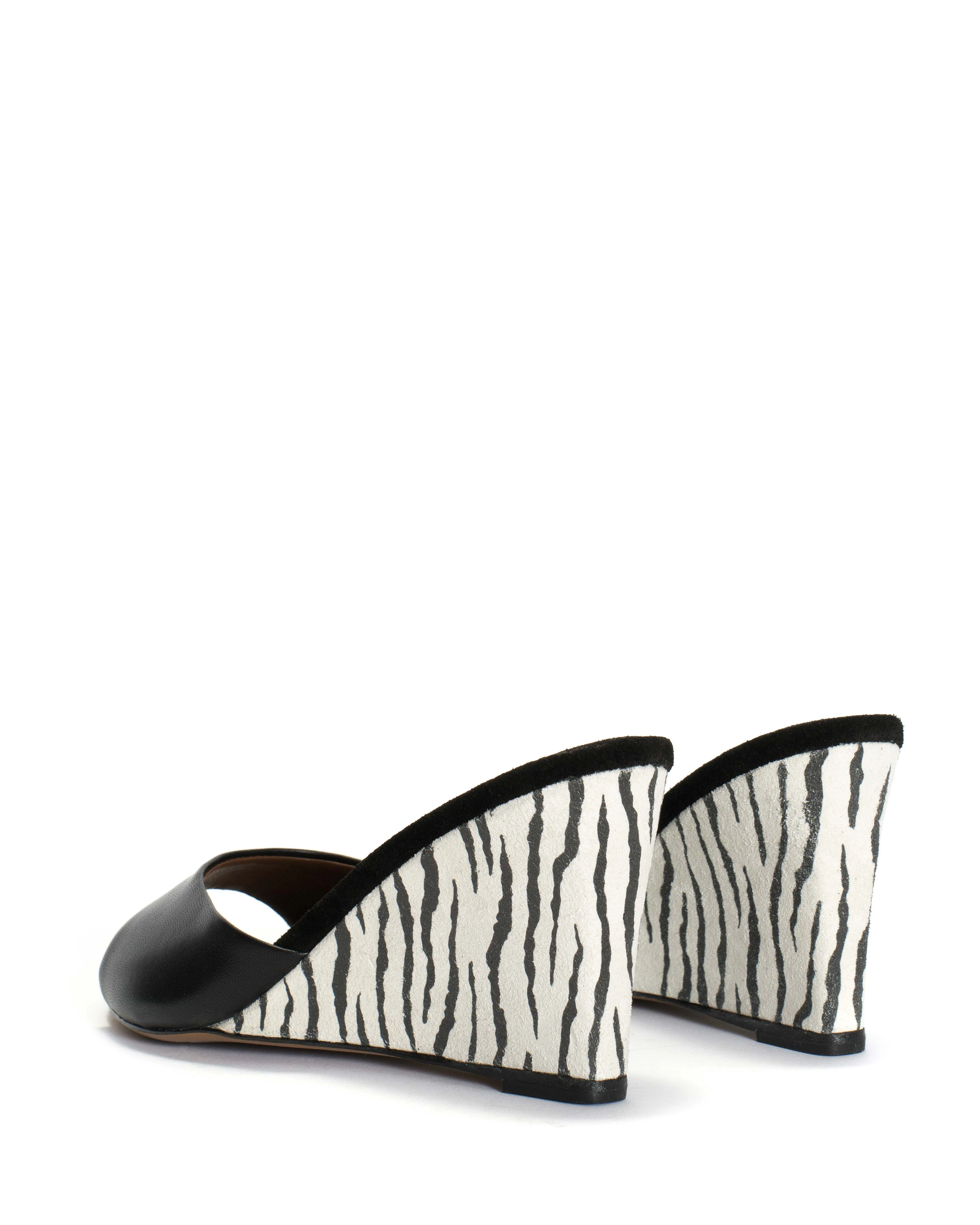 Gwen 75 wedge Shiny lamb & dual color Black & zebra