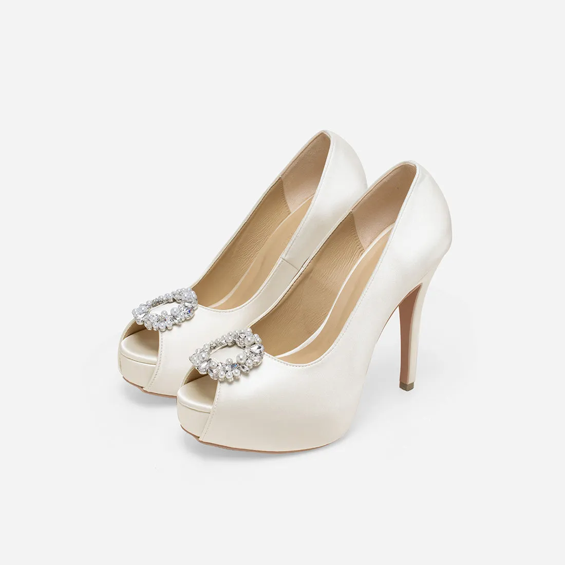 Heart of Eternity Pearl White Love Wedding Pumps