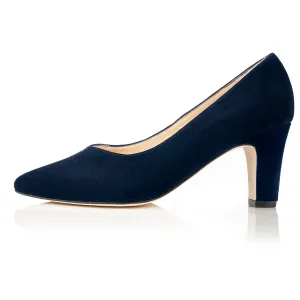 Helena Extra-Wide Fit Court Shoe – Navy Suede