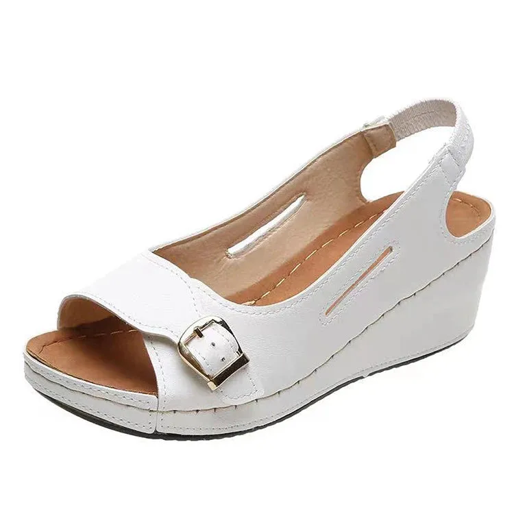 Hnzxzm Sandals Women Slip On Wedge Heels Sandals For Summer Shoes Women White Wedges Sandals With Platform Shoes Heeled Sandalias Mujer