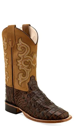 Jama Boys Brown Horn Back Gator/Tan Canyon Cowboy Boots Style BSY1830