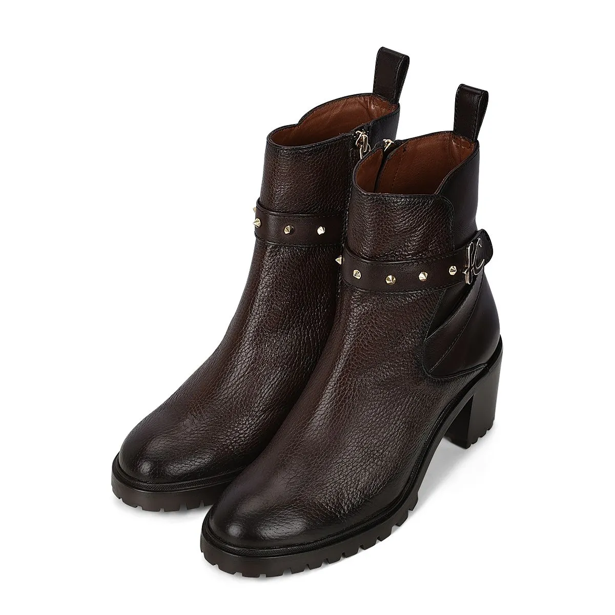 K35VNTS - Cuadra brown casual fashion deer leather ankle boots for women