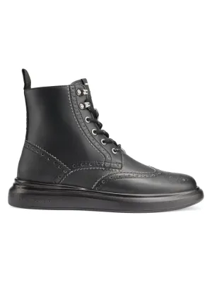 Karl Lagerfeld Paris leather wingtip boots, black