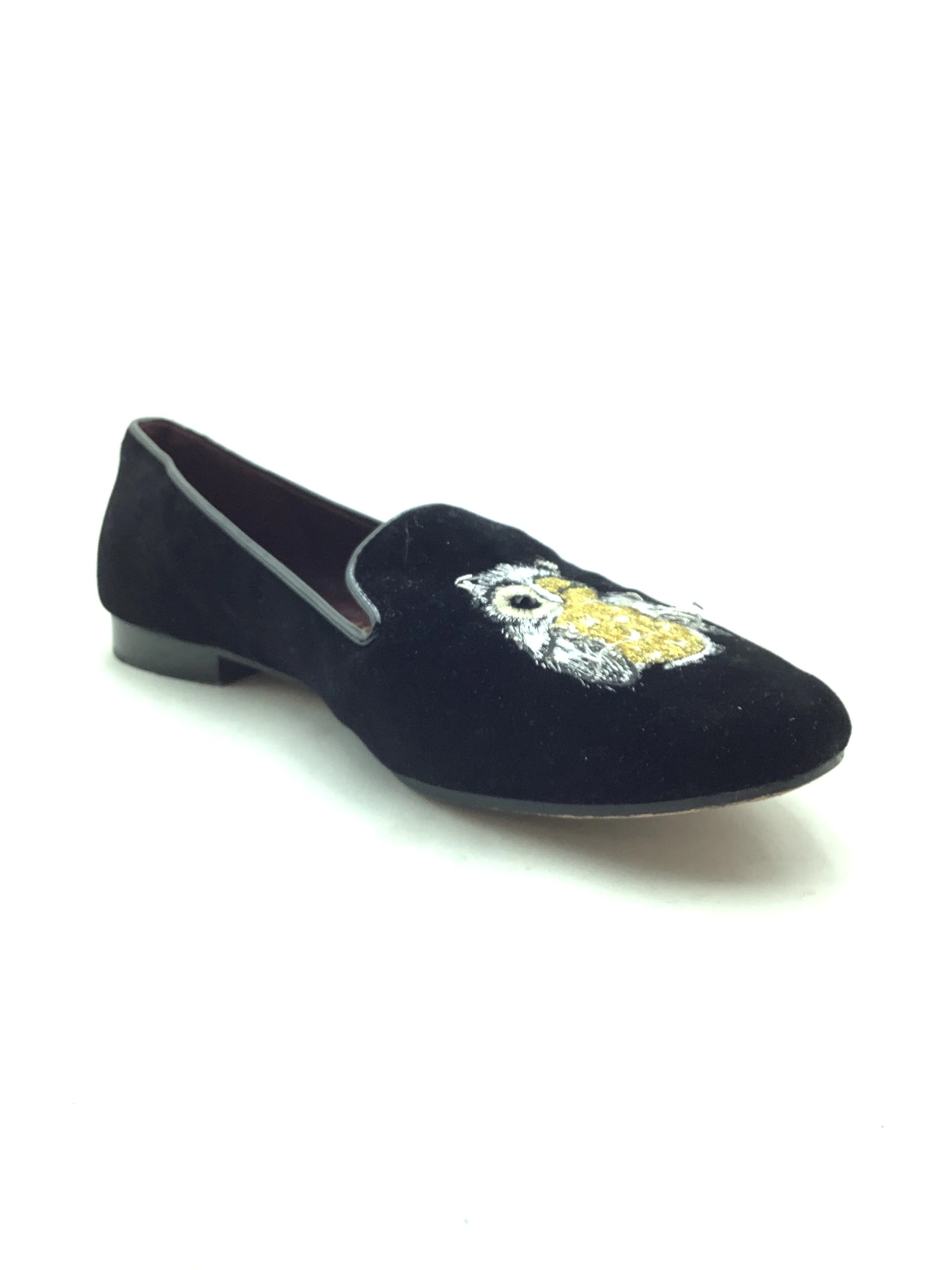 Kate Spade Women's Shoe Black Suede Flat Winking Owl Size: 9