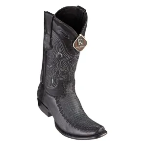 King Exotic Boots #479F0774 Men's | Men's Teju Y Deer Boots Handcrafted Color Sanded Black