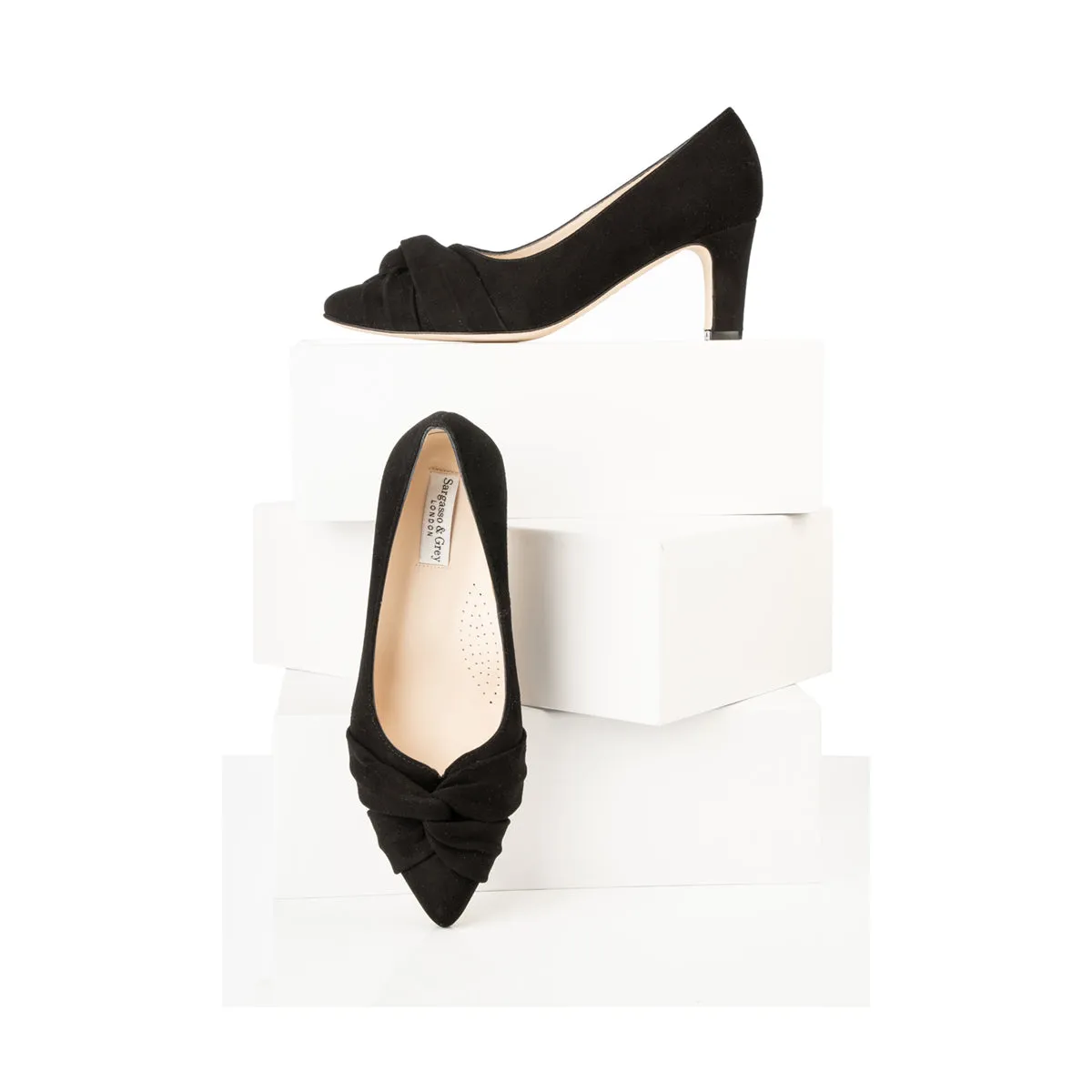 Lola Extra-Wide Fit Court Shoe – Black Suede