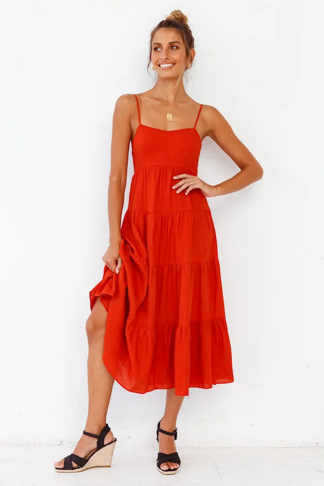 Love Of Roses Midi Dress Red