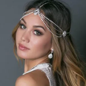 MAC151 Stylish Multi-layered Rhinestone Tassel Forehead Headpiece