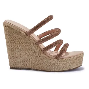 MANUELA STRAPPY ROSE GOLD DIAMANTE WEDGES