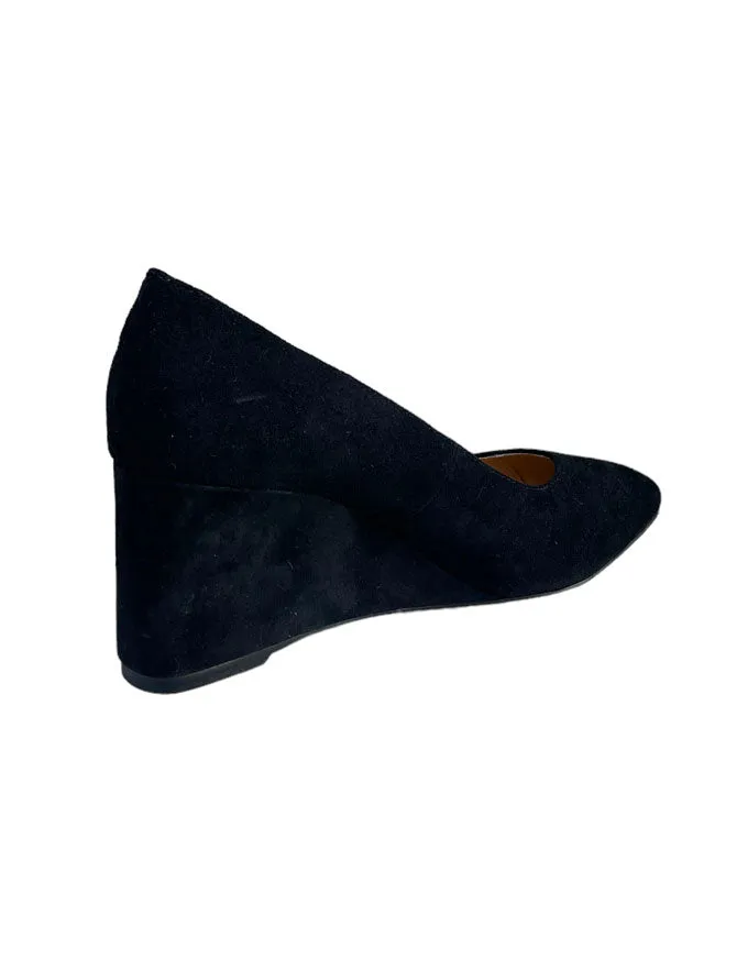 Meed Black Suede Wedge Heels