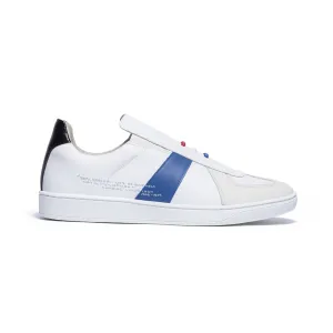 Men's Smooth White Blue Black Leather Low Tops 01594-059