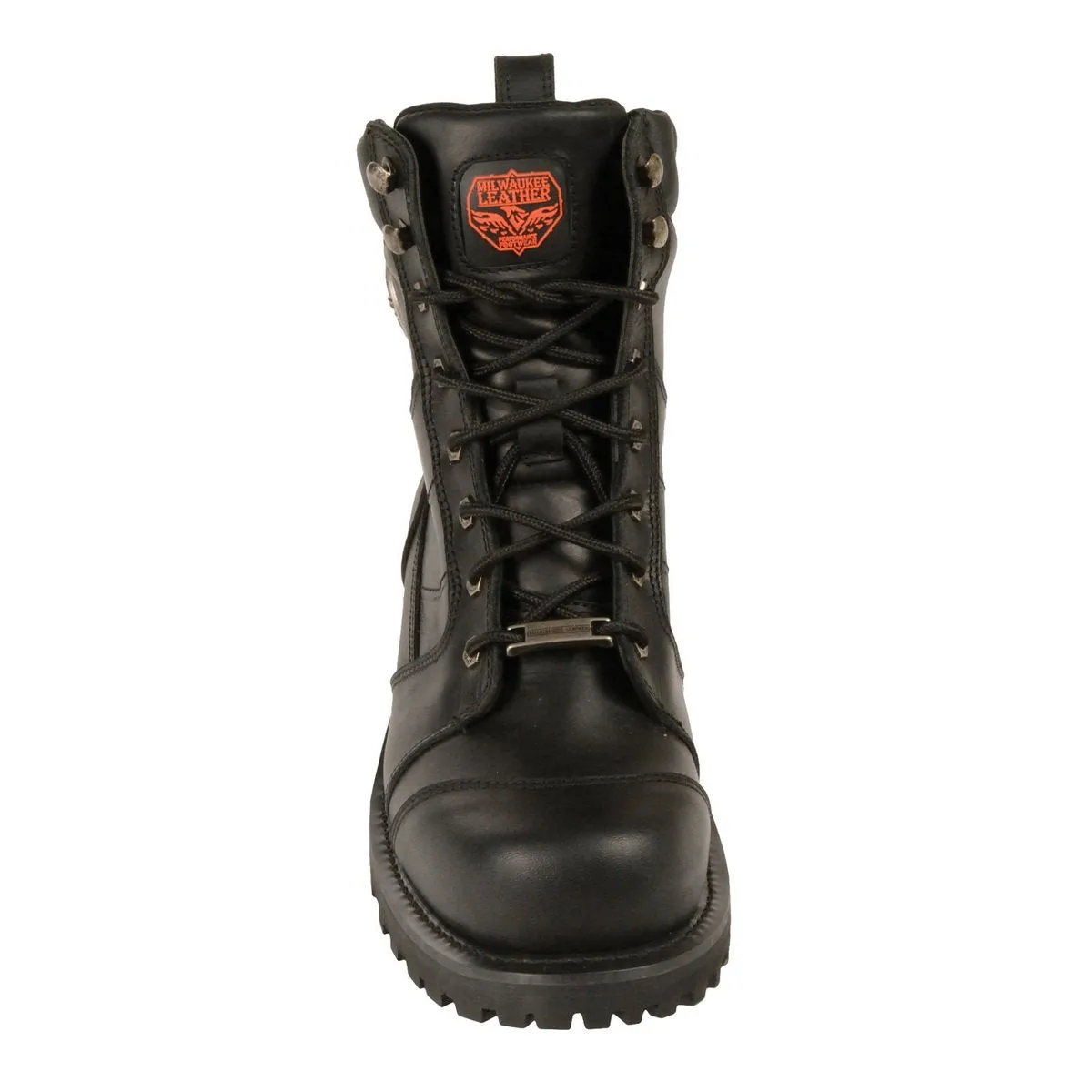 Milwaukee Leather Men's Classic Black Leather 8-inch Lace-Up Logger Motorcycle Rider Boots MBM9030