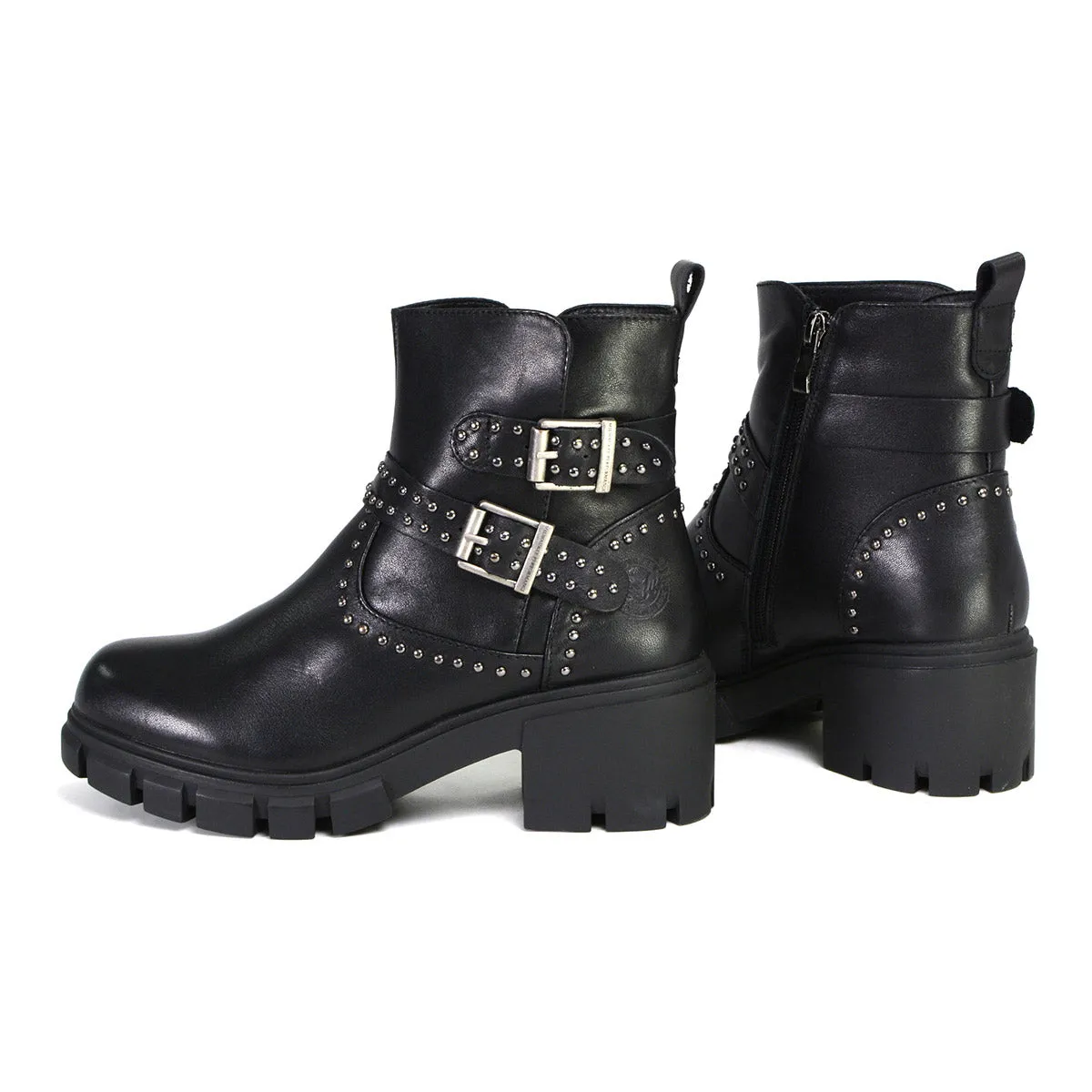 Milwaukee Leather Women's Siren Premium Black Studded Fashion Boots w/ Side Zippers MBL9446