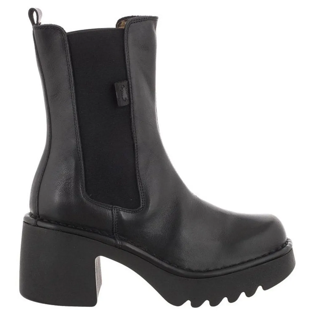 Moya251Fly Leather Women's Block Heel Chelsea Boots