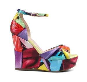 Multicolor Ankle Strap Wedge Sandals