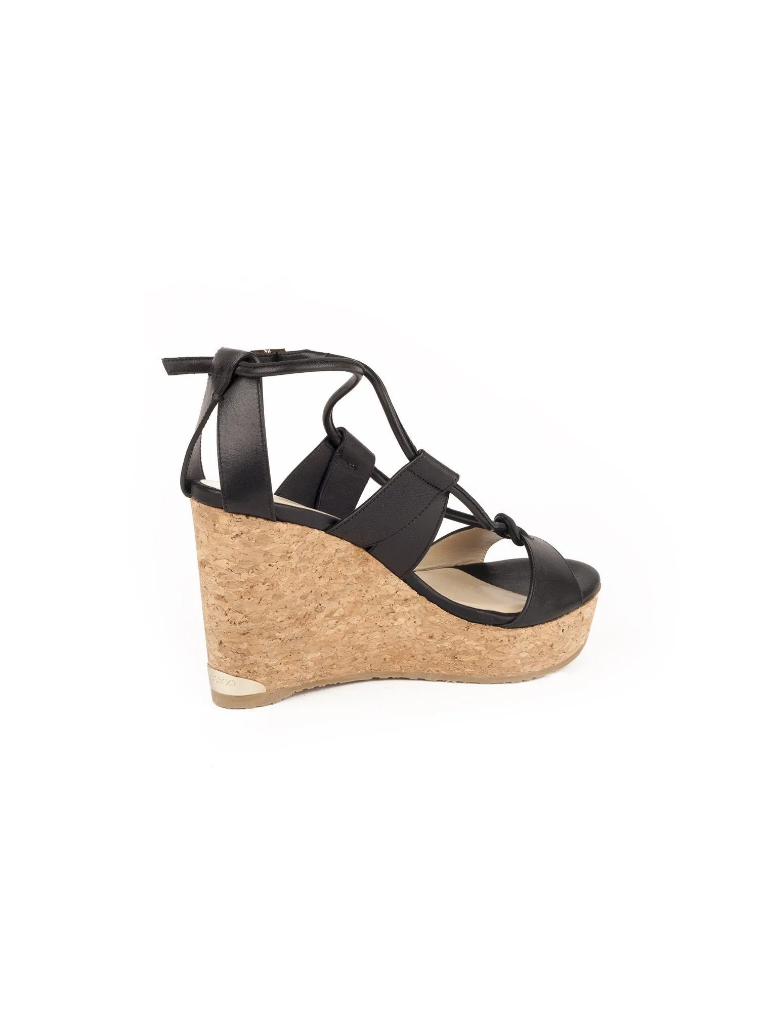 Nelson 100 Vacchetta Leather Cork Wedge - Black