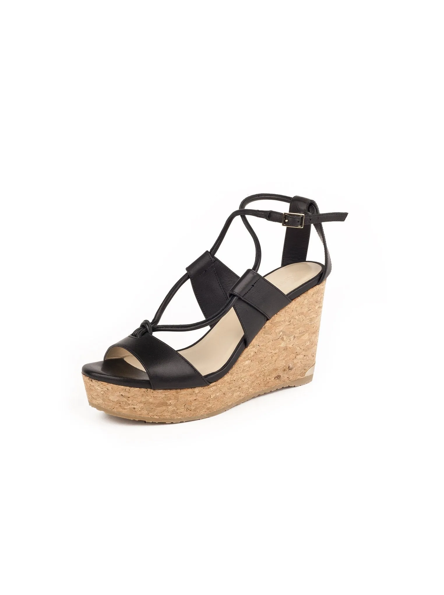 Nelson 100 Vacchetta Leather Cork Wedge - Black