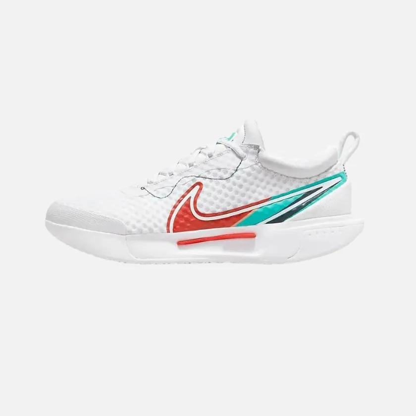 Nike Court Zoom Pro Hard Court Men's Tennis Shoes - White/Habanero Red/Pomegranate/Washed Teal