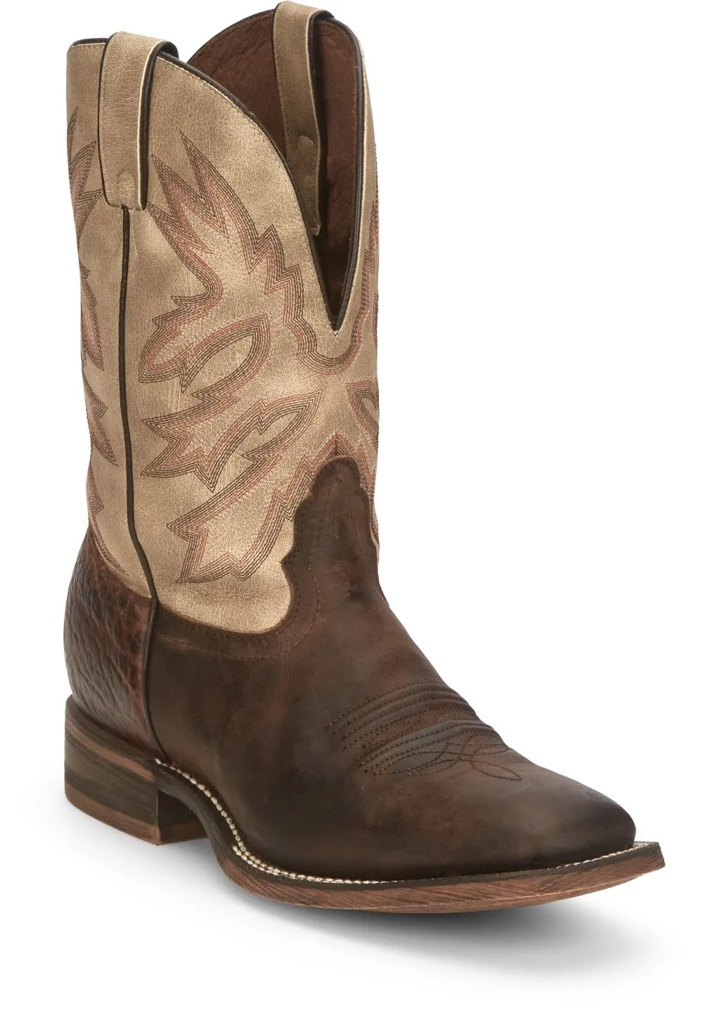 'Nocona' Men's 11" Henry Western Square Toe - Antiqued Brown Cowhide / Vintage Stone