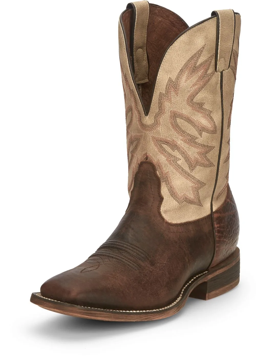 'Nocona' Men's 11" Henry Western Square Toe - Antiqued Brown Cowhide / Vintage Stone