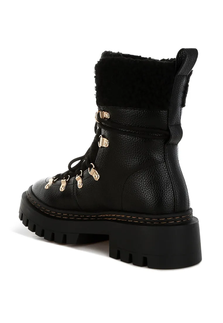 Omul Fleece & Faux Leather Boots