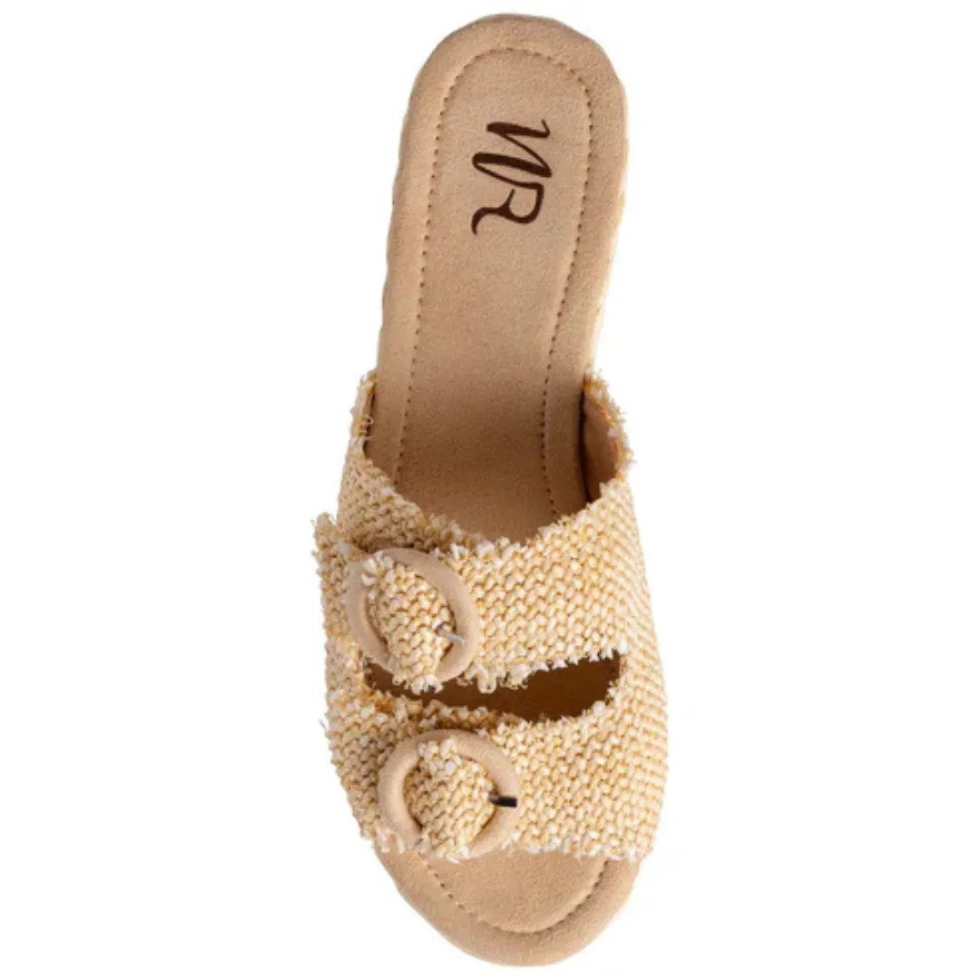 Online Exclusive | Eriwen Buckle Wedge Shoes in Cream