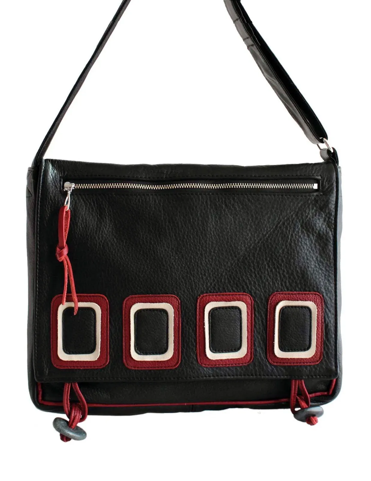 Op-Art College Bag - Stylish Leather Messenger Bag