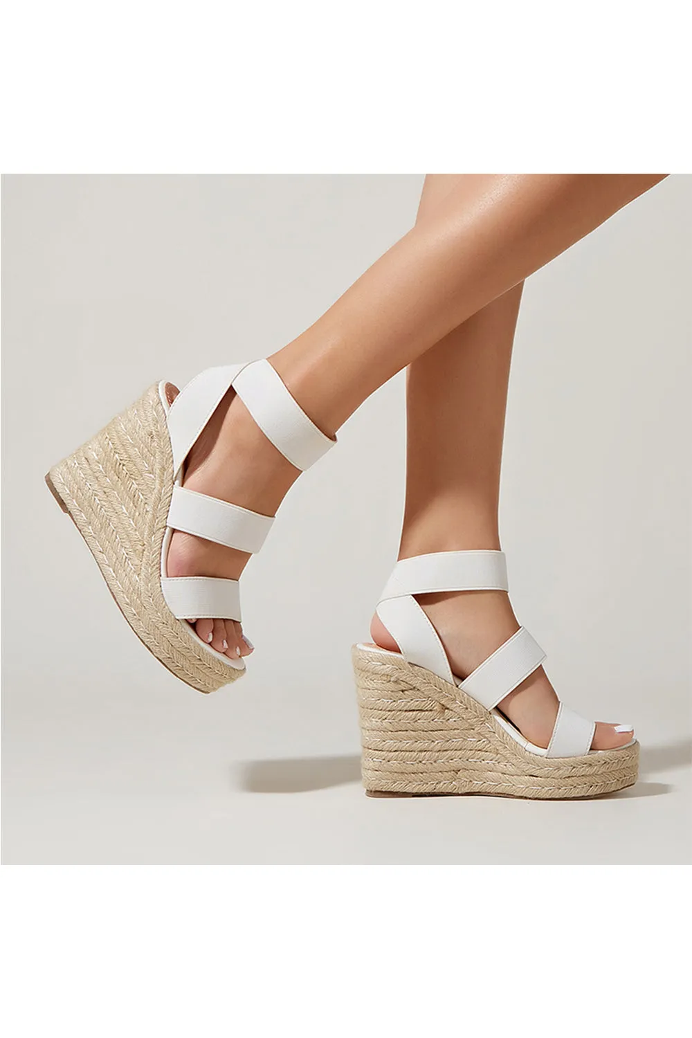 Outdoor Peep Toe Wedge Heel Shoes With Ankle Strap