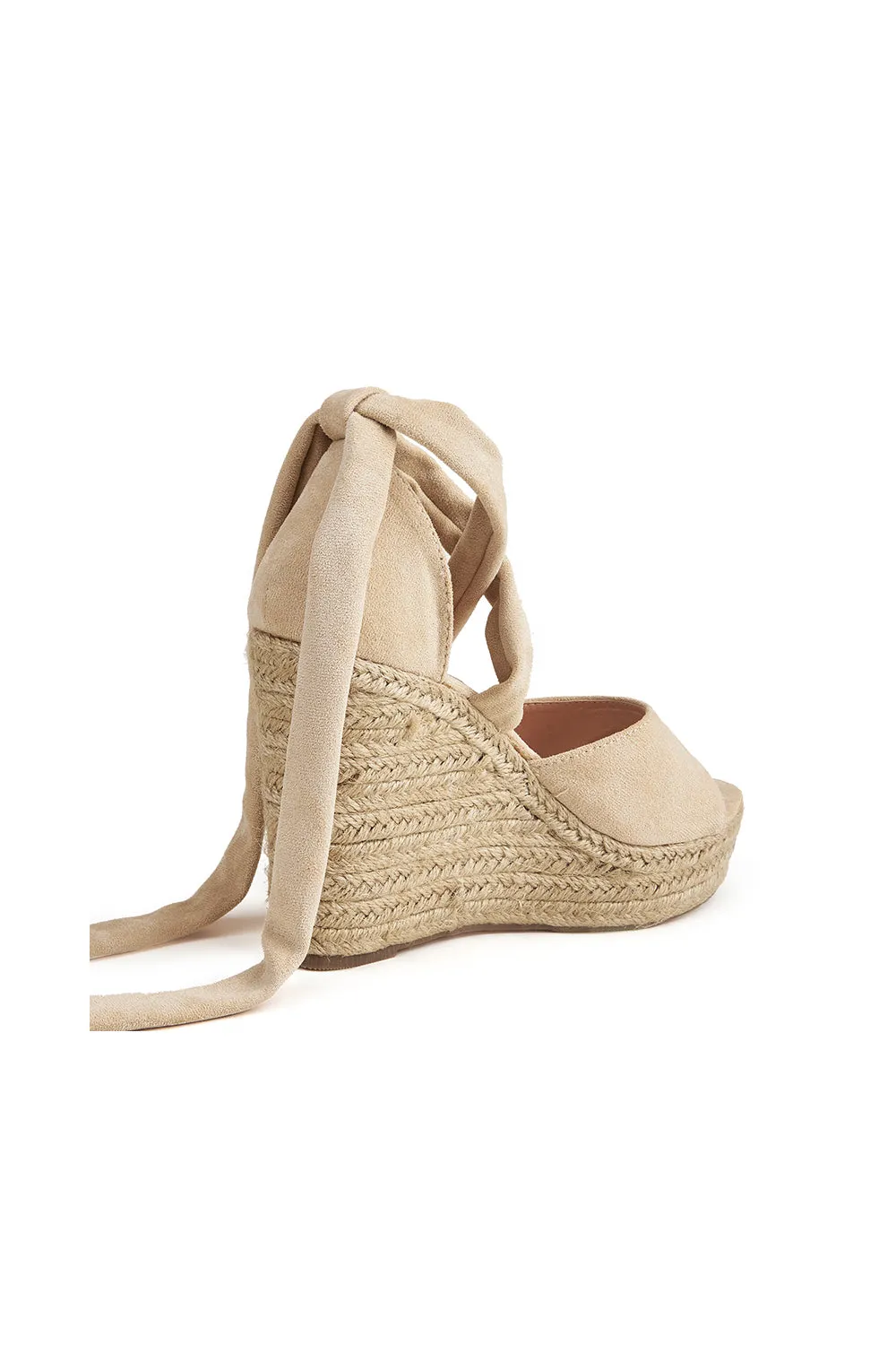 Outdoor Suede Peep Toe Wedge Heel Shoes With Lace-Up