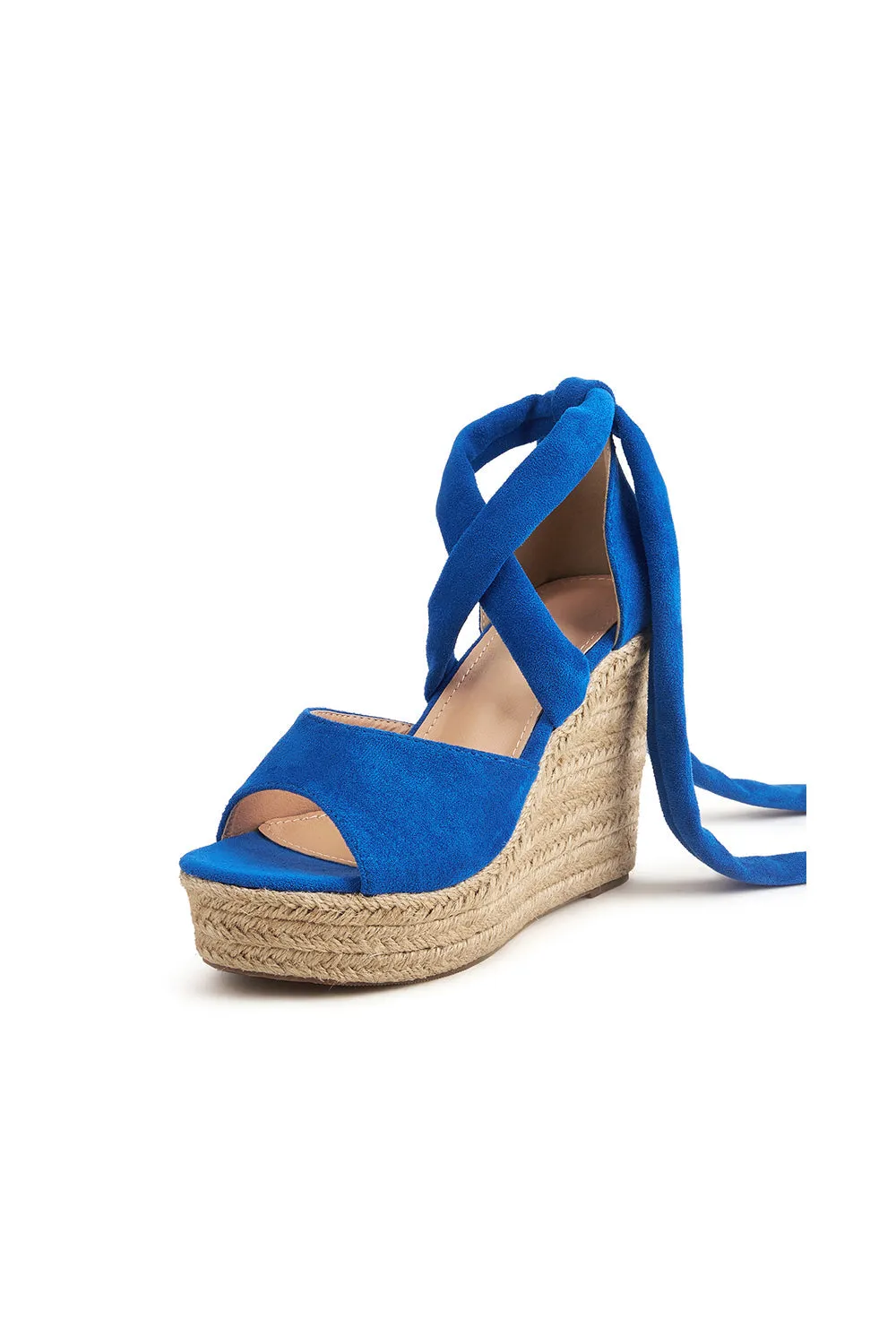 Outdoor Suede Peep Toe Wedge Heel Shoes With Lace-Up